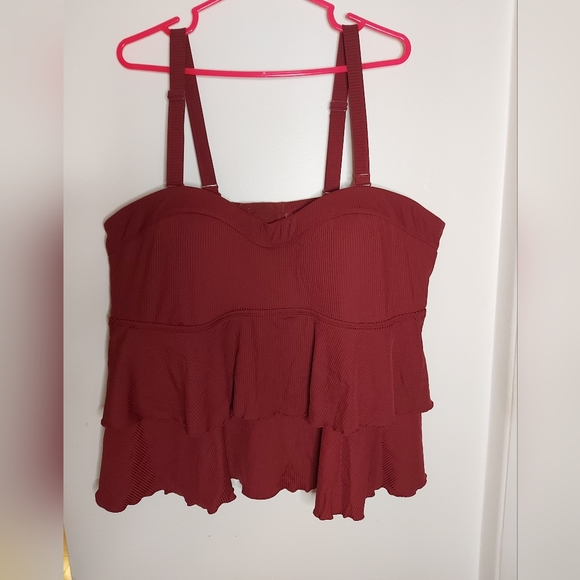 NWT Addition Elle Layered Ribbed Swim Top - Picture 6 of 9